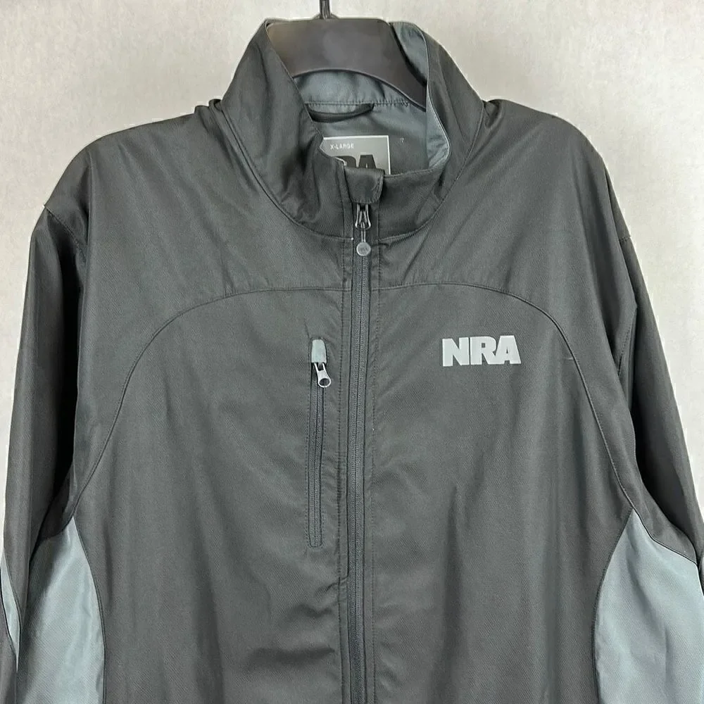 NRA Lightweight Jacket Size XL Black Gray Windbreaker